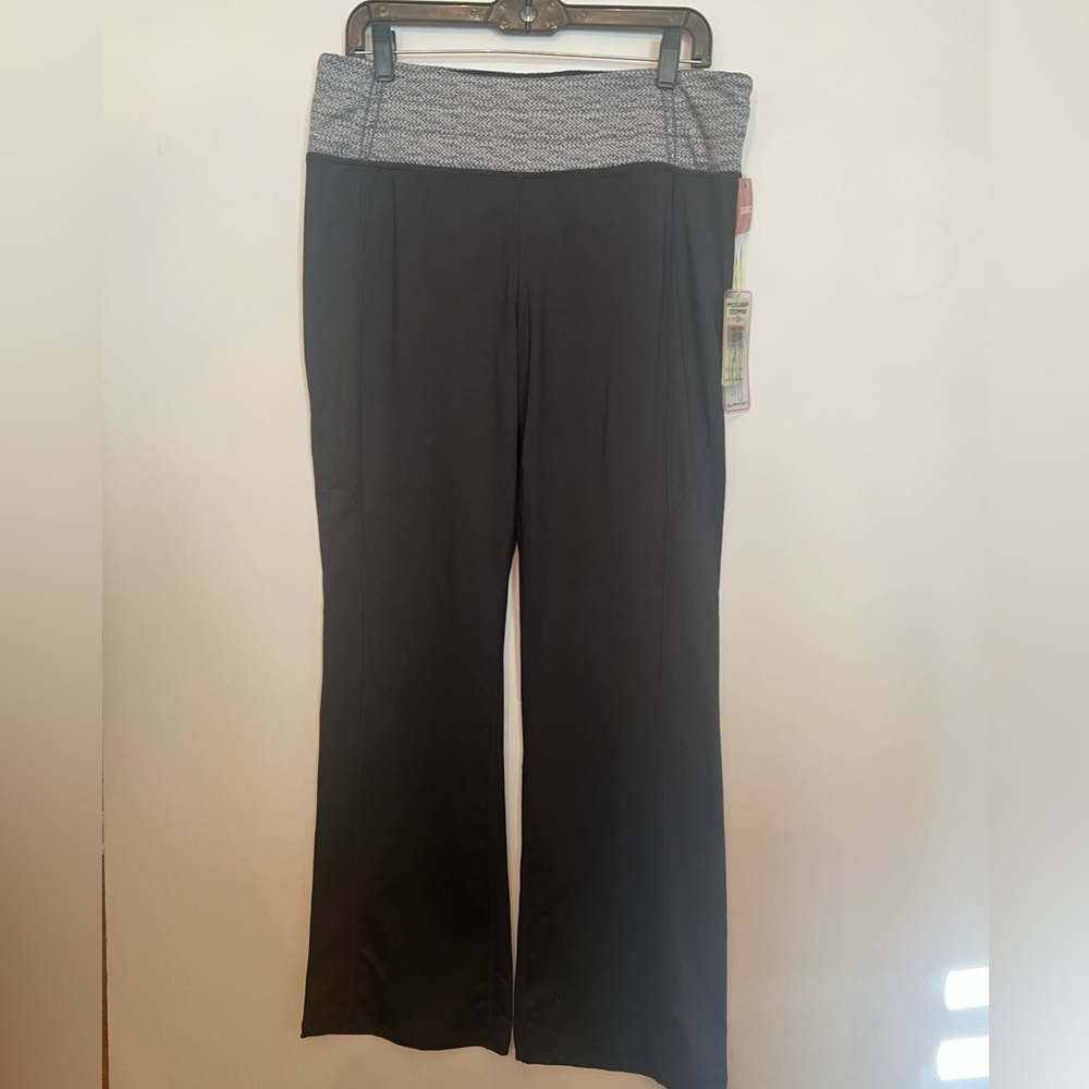 TANGERINE PULL ON DARK GREY/IVORY YOGA PANTS. SIZE XL  POWER CORE MESH SUPPORT